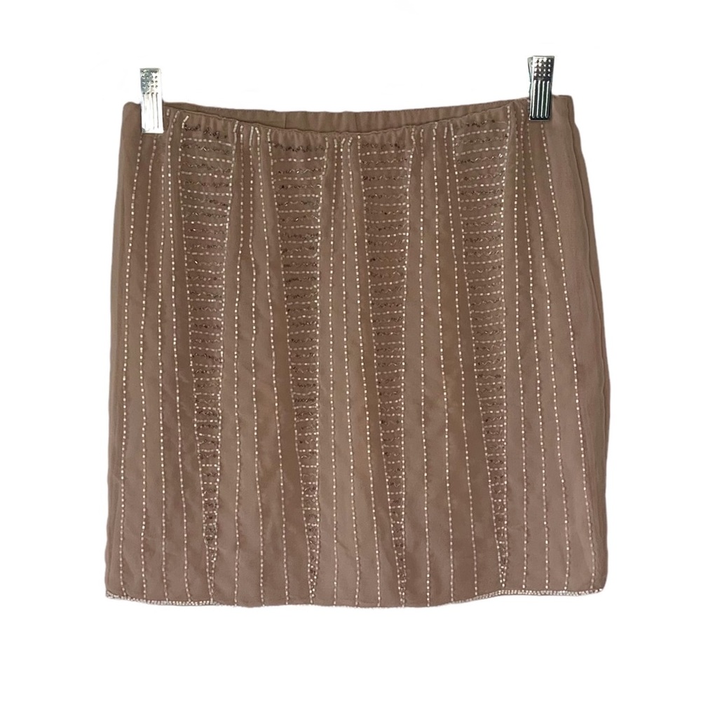 🛍 5 for $25 NWT LC LAUREN CONRAD Beige Vintage Beaded Mini-Length Skirt XS